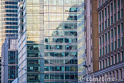 Sunset. Canary Wharf business centre view, London Editorial Stock Photo