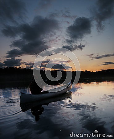 Sunset Canoe Stock Photo