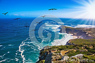 Sunset on Cape of Good Hope Stock Photo