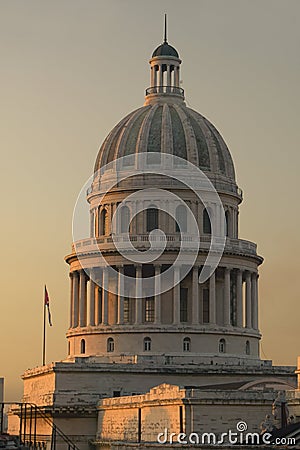 Sunset on the Capitolio, the Cuban capitol building in Havana, Cuba Stock Photo