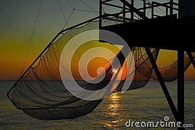 Sunset carrelet at Saint Palais in France Stock Photo