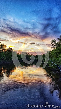 Sunset in Charles river. Stock Photo