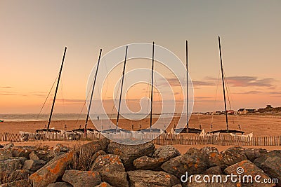 Sunset Chatelaillon Plage - France Editorial Stock Photo