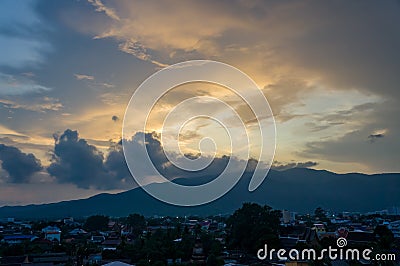 A sunset on Chiang Mai city, Thailand Stock Photo