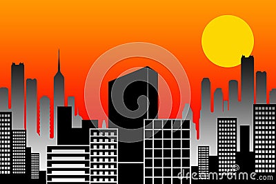 Sunset city Stock Photo