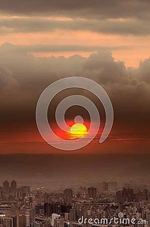 Sunset city scenery Stock Photo