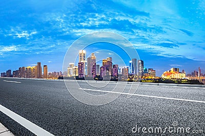 Sunset cityscape and asphalt road in Chongqing Editorial Stock Photo