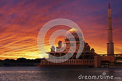 Sunset at the Classic Mosque Stock Photo