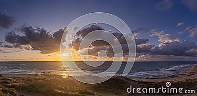 Sunset clouds on sea beach of romantic vacation Stock Photo