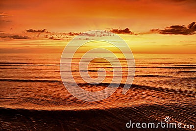 Sunset and clouds observing over baltic sea Stock Photo