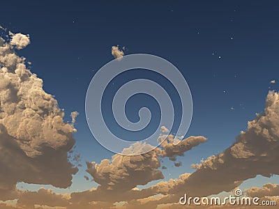 Sunset clouds with stars Stock Photo