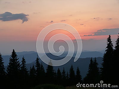 The Ukrainian Carpathians. Mountain ridge Marmaros near the town of Rahiv. Ukraine. Stock Photo