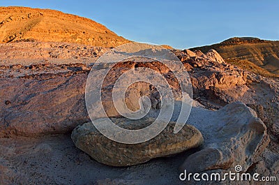 Sunset at colourful rocks and sand of Yeruham wadi ,Middle East,Israel,Negev desert Stock Photo