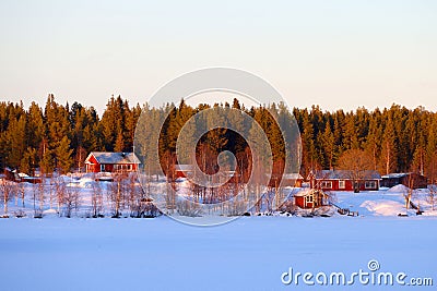 Sunset colours in Lapland, near Kiruna city, the northernmost town in Sweden, Europe Stock Photo
