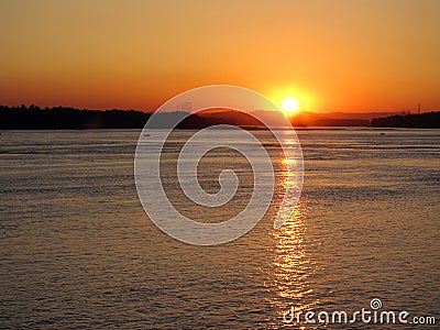 Sunset On The Columbia River Stock Photo