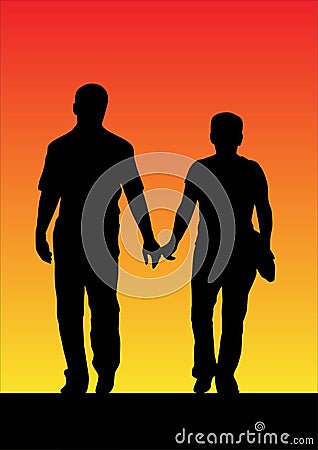 Sunset couple Vector Illustration