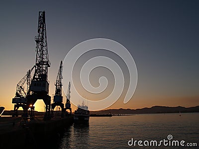 Sunset cranes vi Stock Photo