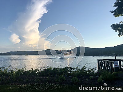 Sunset Cruise on Lake George Editorial Stock Photo