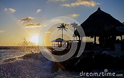 Sunset in Curacao Stock Photo