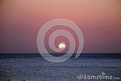 Sunset on Curacao over the Sea Stock Photo