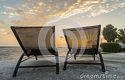 Sunset Curacao Views Stock Photo