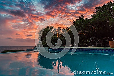 Sunset Curacao Views Stock Photo