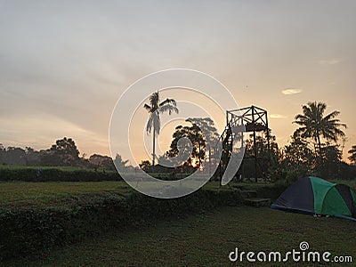 Sunset in Curug Ciangin Subang Stock Photo