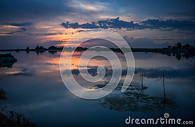 Sunset in the Danube Delta Stock Photo