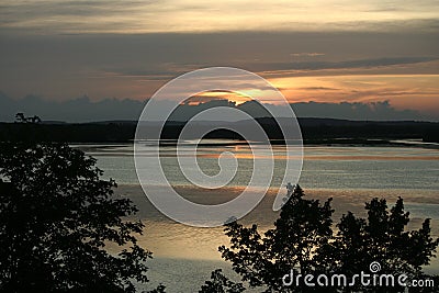 Sunset over Lake in the Midwest Stock Photo