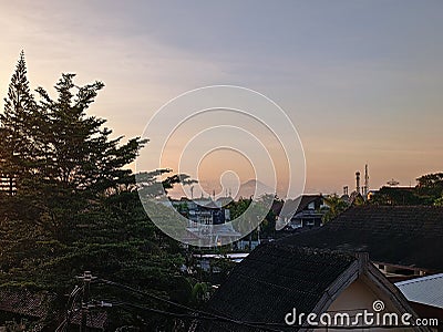 Sunset distance mountain in the city view Stock Photo