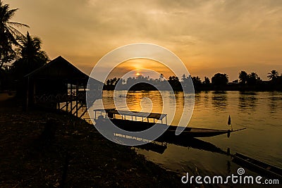 Sunset on Don Khone Laos Stock Photo
