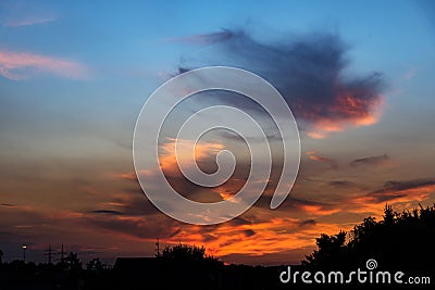 Sunset with dramatic clouds and colors Stock Photo