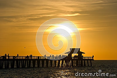 Sunset with dramatic clouds in naples,florida Stock Photo