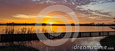 Sunset dutch lake toolenburg Stock Photo