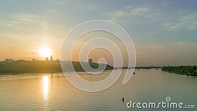 Sunset in early May, the Dnieper River in the city of Kiev Stock Photo