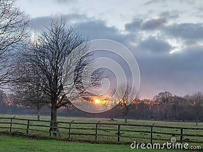 Sunset in the English countryside Stock Photo