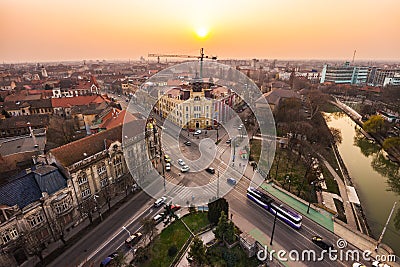 Sunset in a European city Editorial Stock Photo