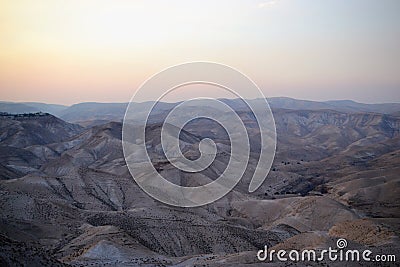 Sunset evening in Mitzpe Yeriho, Westbank Israel, Jericho, Stock Photo