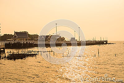 Sunset at evening time and sea with nature Stock Photo