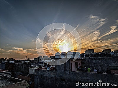 Sunset evening weather delhi Editorial Stock Photo