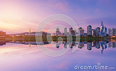 Sunset at Expo Bridge in Daejeon, South Korea Editorial Stock Photo