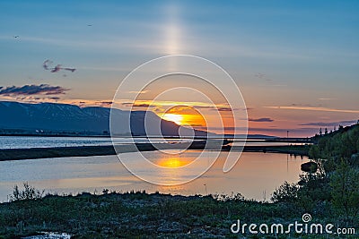 Sunset in Eyjafjordur in North Iceland Stock Photo