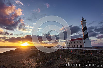 Sunset from Favaritx lighthouse in Menorca (Spain) Stock Photo