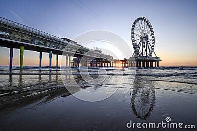 Scheveningen sunset silhouette Stock Photo