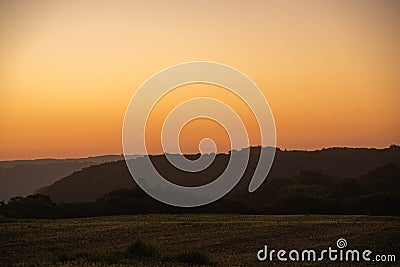 Sunset in the fields of the City of Itaara RS Brazil Stock Photo