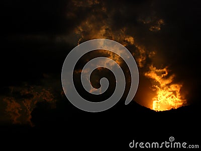 Sunset Fire Stock Photo