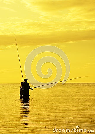 Sunset fishing Stock Photo