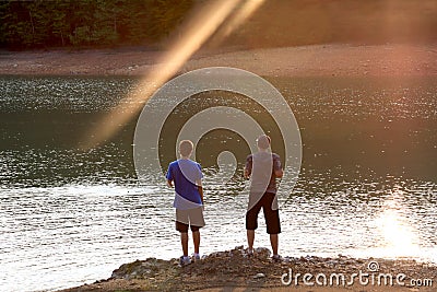 Sunset fishing Stock Photo