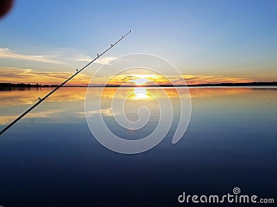 Sunset fishing wisconsin shawano lake Stock Photo