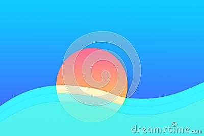 Sunset flatlay with deep blue sky as calming waves ripple in foreground Stock Photo